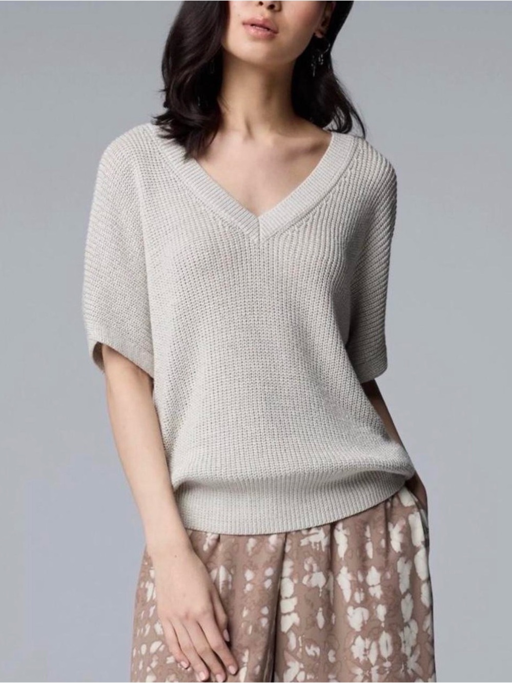 Women's Simply Vera Vera Wang V-Neck Sweater Tee color hammock